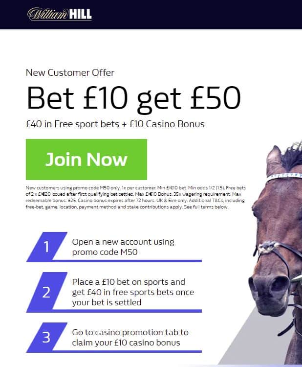 William Hill racing sign-up offer