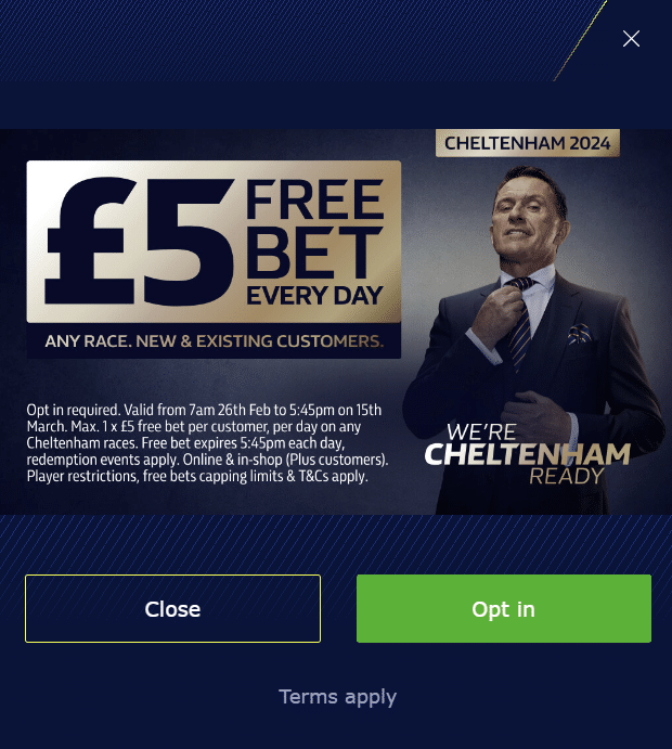 William Hill no deposit Cheltenham offer 2024