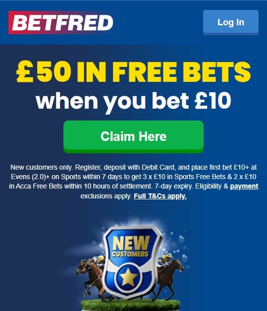 Betfred £50 sign-up offer